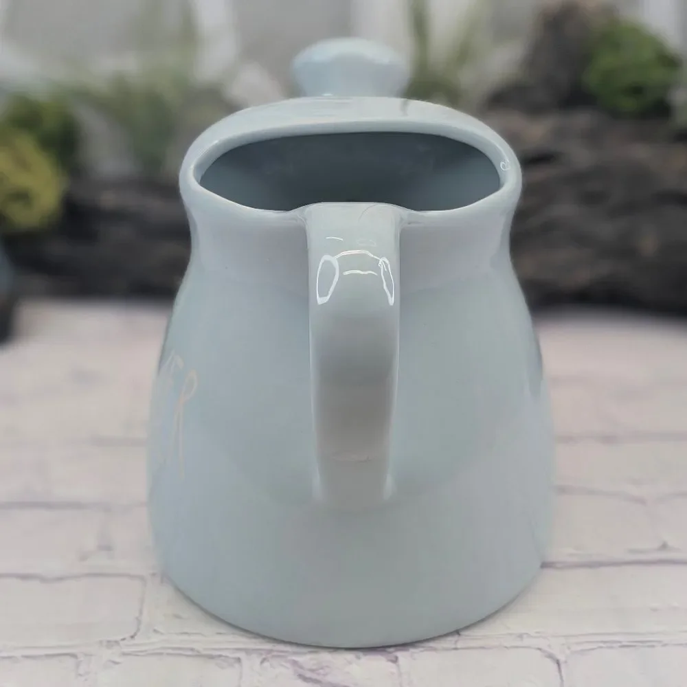 Rae Dunn SHOWER Baby Blue Ceramic Watering Pitcher Jug